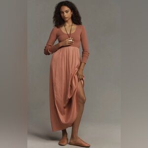 Anthropologie The Thea Twofer Sweater Maxi Dress Scoop-Neck Pink Women's Plus 2X